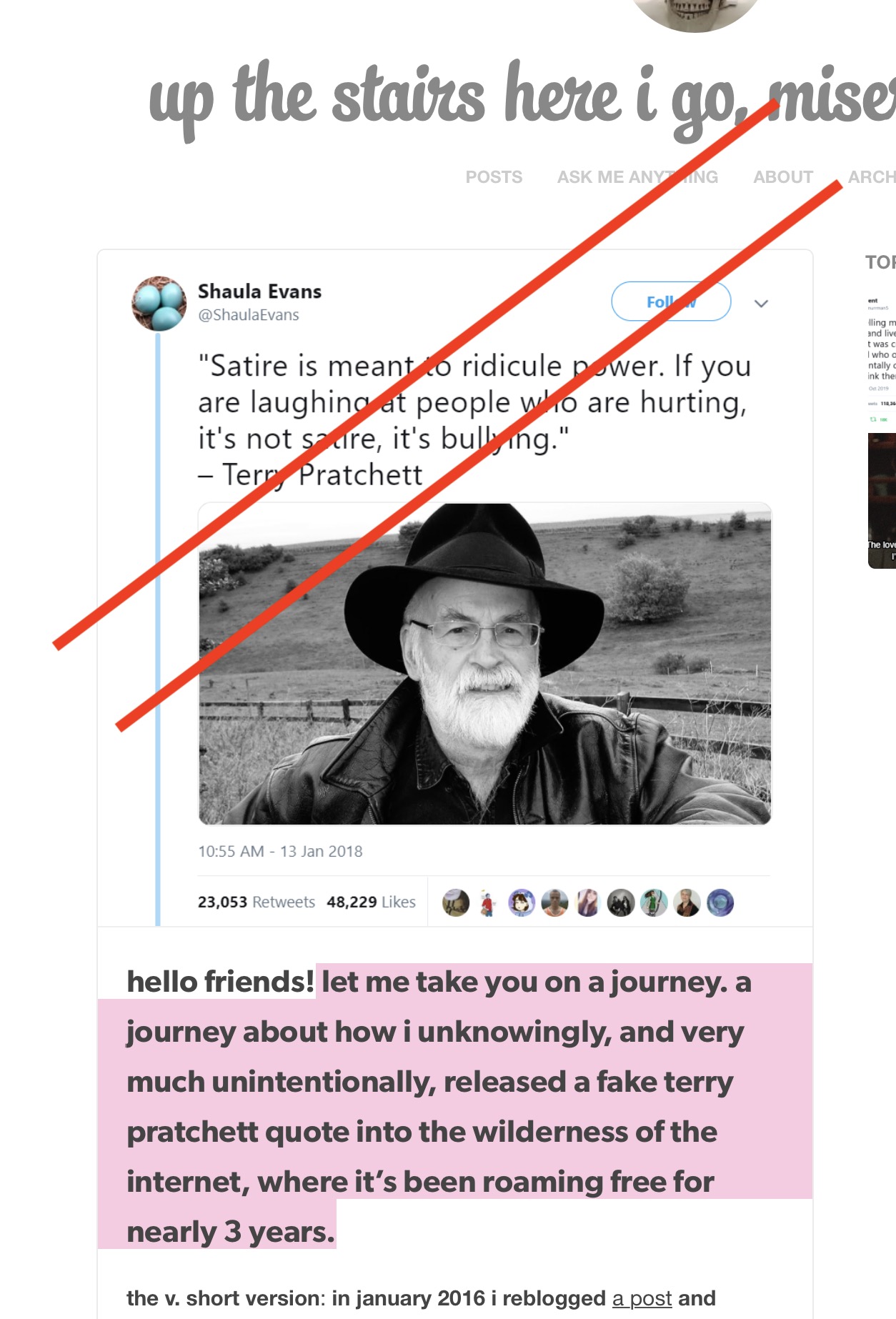 INTERESTING: A story of “fake news” propagation, and how a lie can travel halfway around the world while the truth is still putting on its boots… #TerryPratchett @terryandrob
