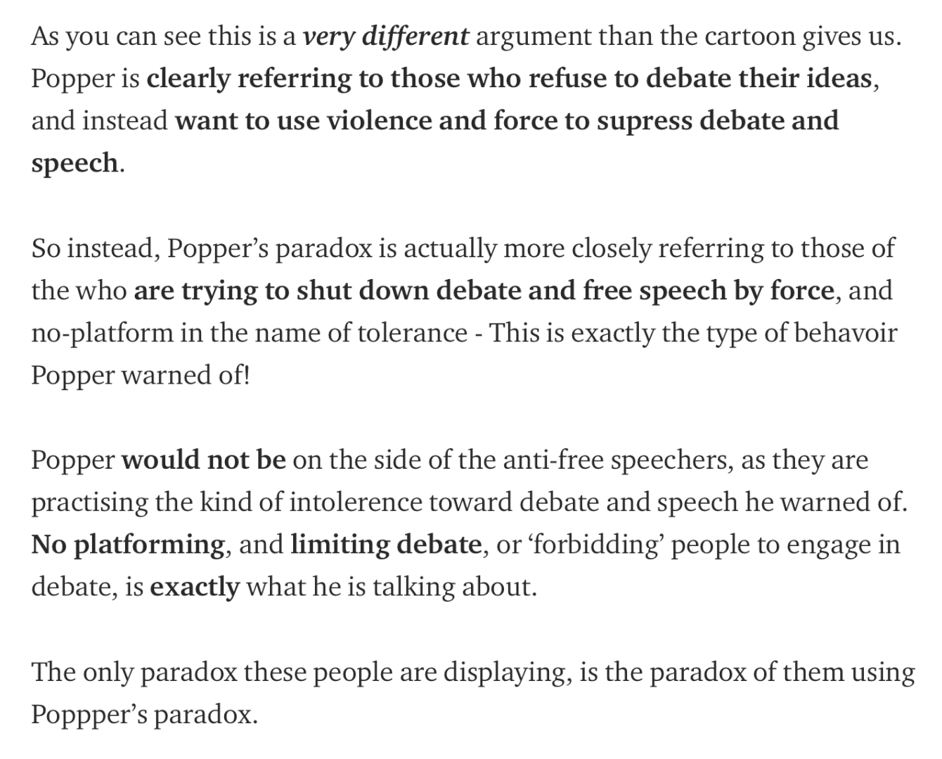 I’ve spent ages trying to get people to stop misquoting the Paradox of Tolerance, but now someone nicer than me has written a Medium post about the Popper “infographic” problem.