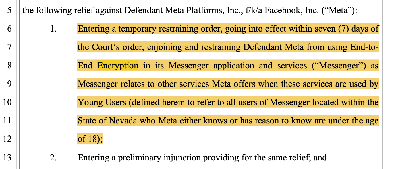 BREAKING: US State of Nevada attempting to BAN End-to-End Encryption for Teenagers, Kids (and: implicitly MANDATE age-verification) due to ostensible dangers to children that somehow vanish on 18th birthday