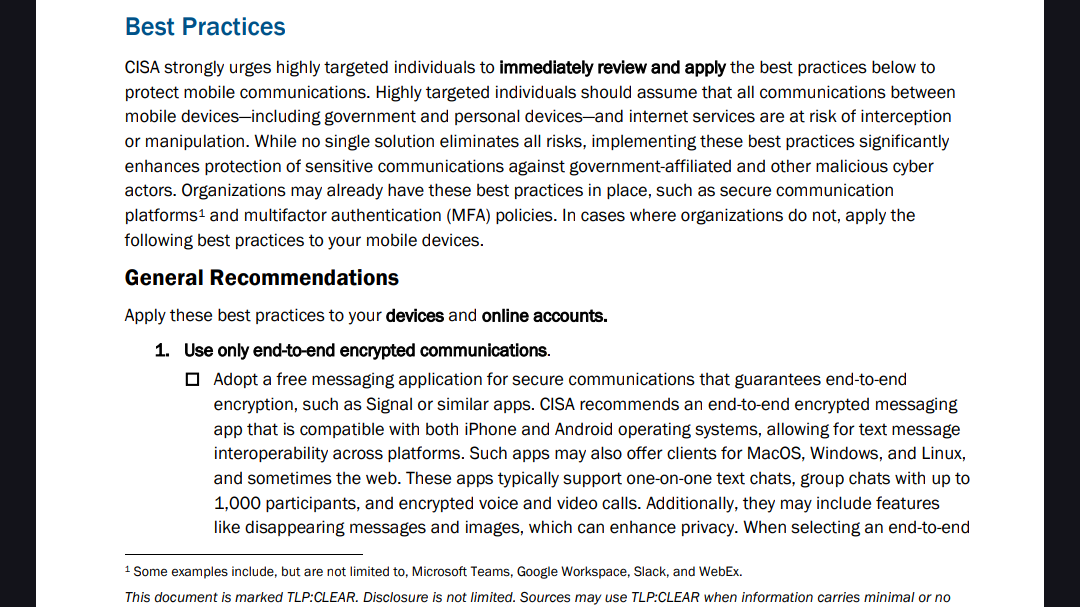 US Cybersecurity & Infrastructure Security Agency strongly endorses use of robust, unsurveilled End-to-End Encrypted Messenger software; it would be bizarre for #Ofcom to oppose this