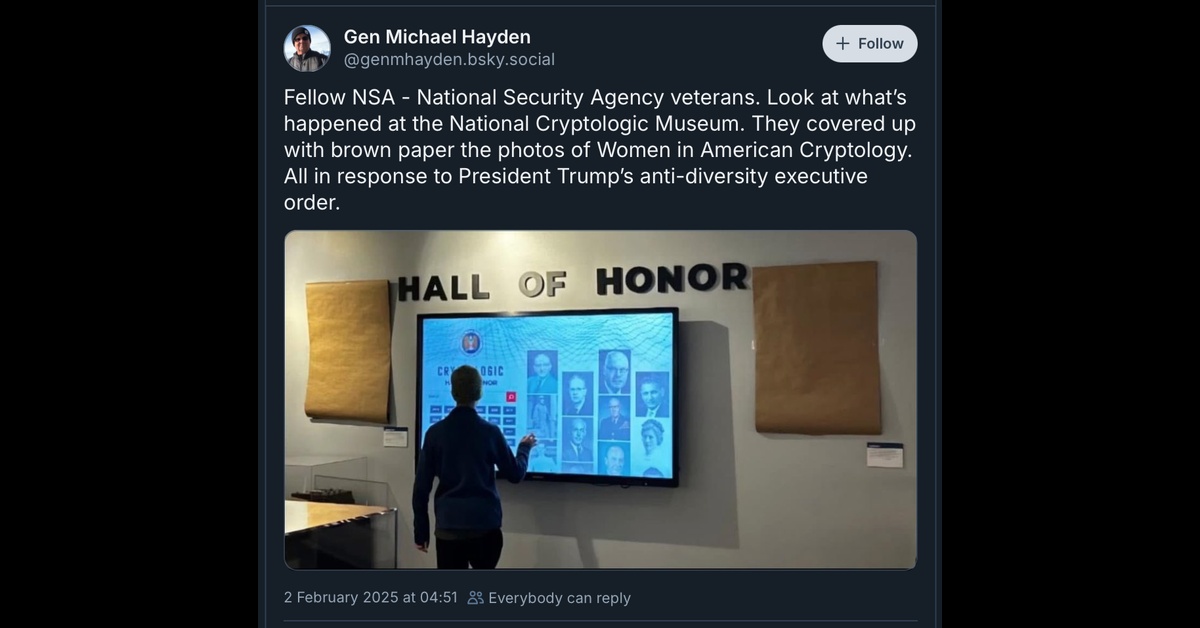 General Michael Hayden: “The NSA Cryptologic Museum are Censoring Women” | …this is an abomination
