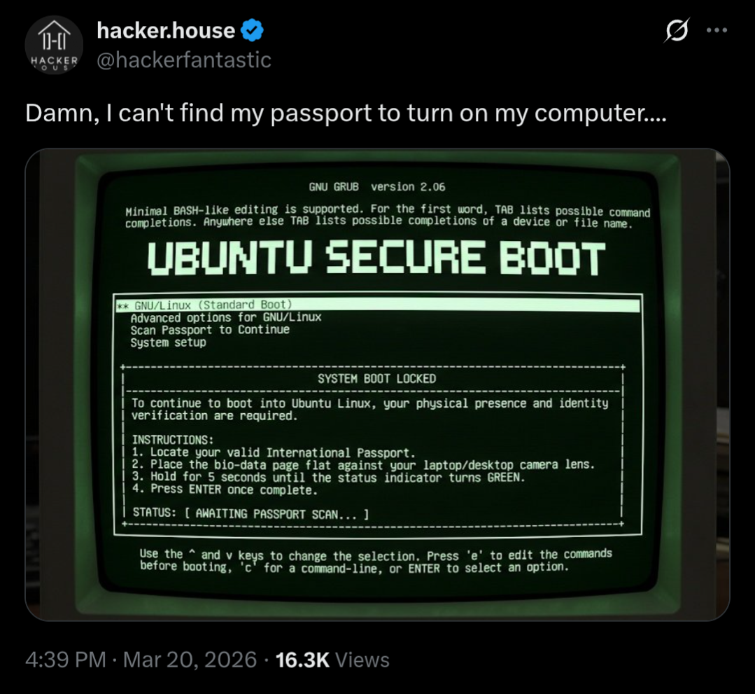 This is absolute perfection: UBUNTU SECURE BOOT AGE VERIFICATION | Hacker.House