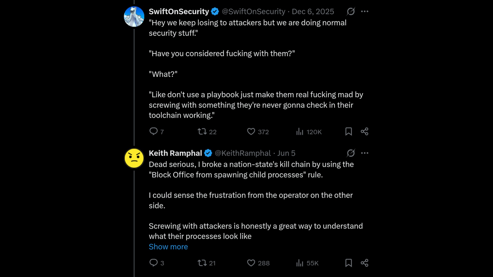 TFW when the younglings discover “defence in depth” | ht: @SwiftOnSecurity